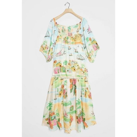 Anthropologie Farm Rio Leilani Off-The-Shoulder Midi Dress - Picture 4 of 10